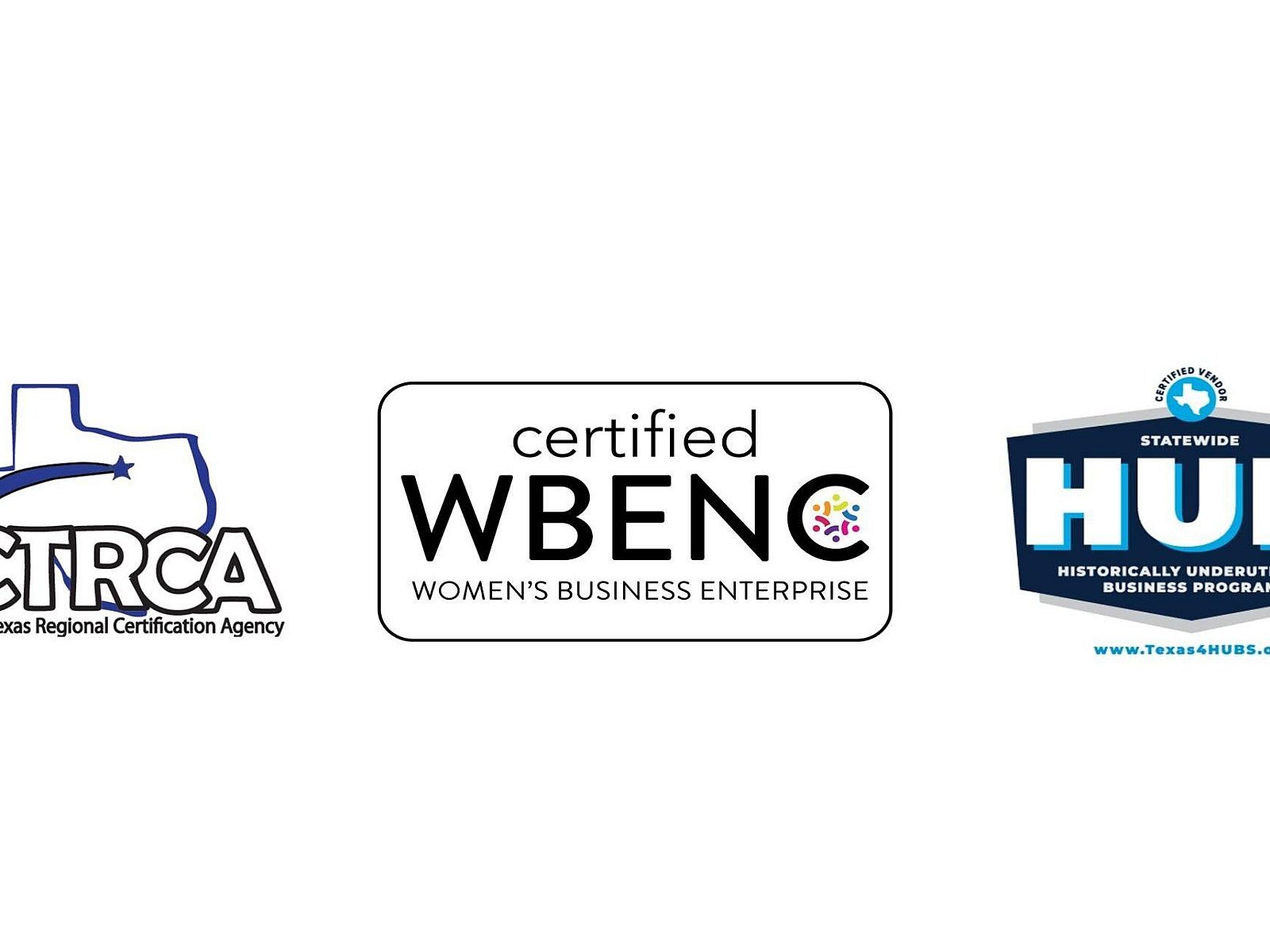 NCTRCA, WBENC and HUB certification logos
