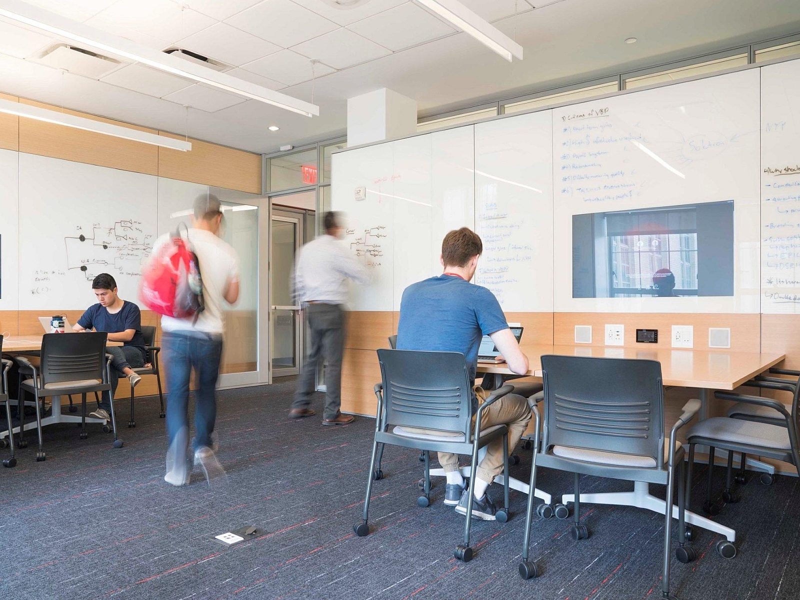 DIRTT Education walls with glass white board with dry erase markers