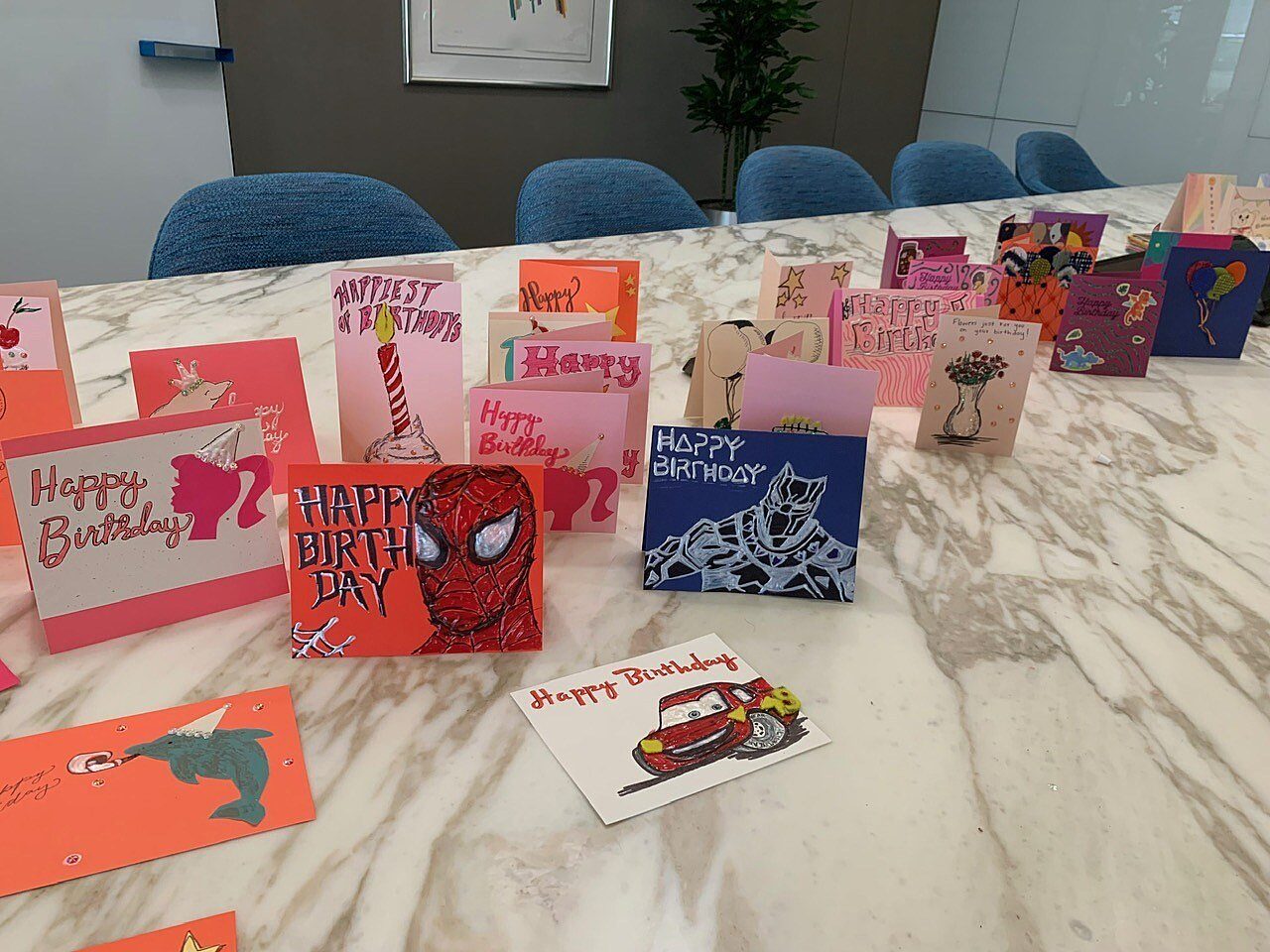 handwritten and drawn cards that say happy birthday