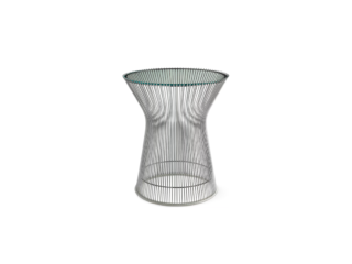 Knoll Platner Side Table Clear Glass with Chrome Base