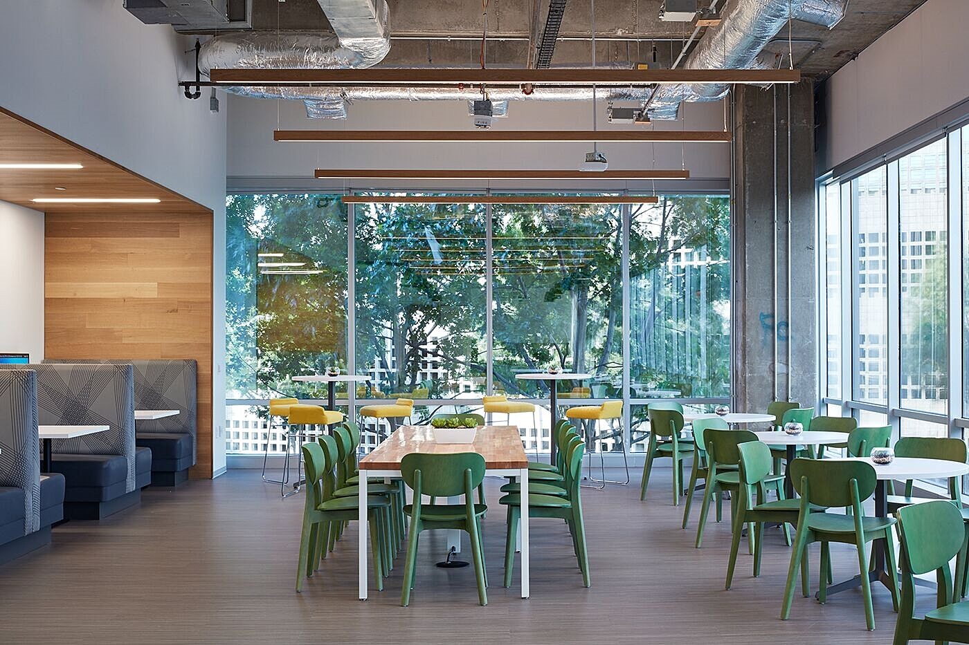 corporate dining area with tables and chairs