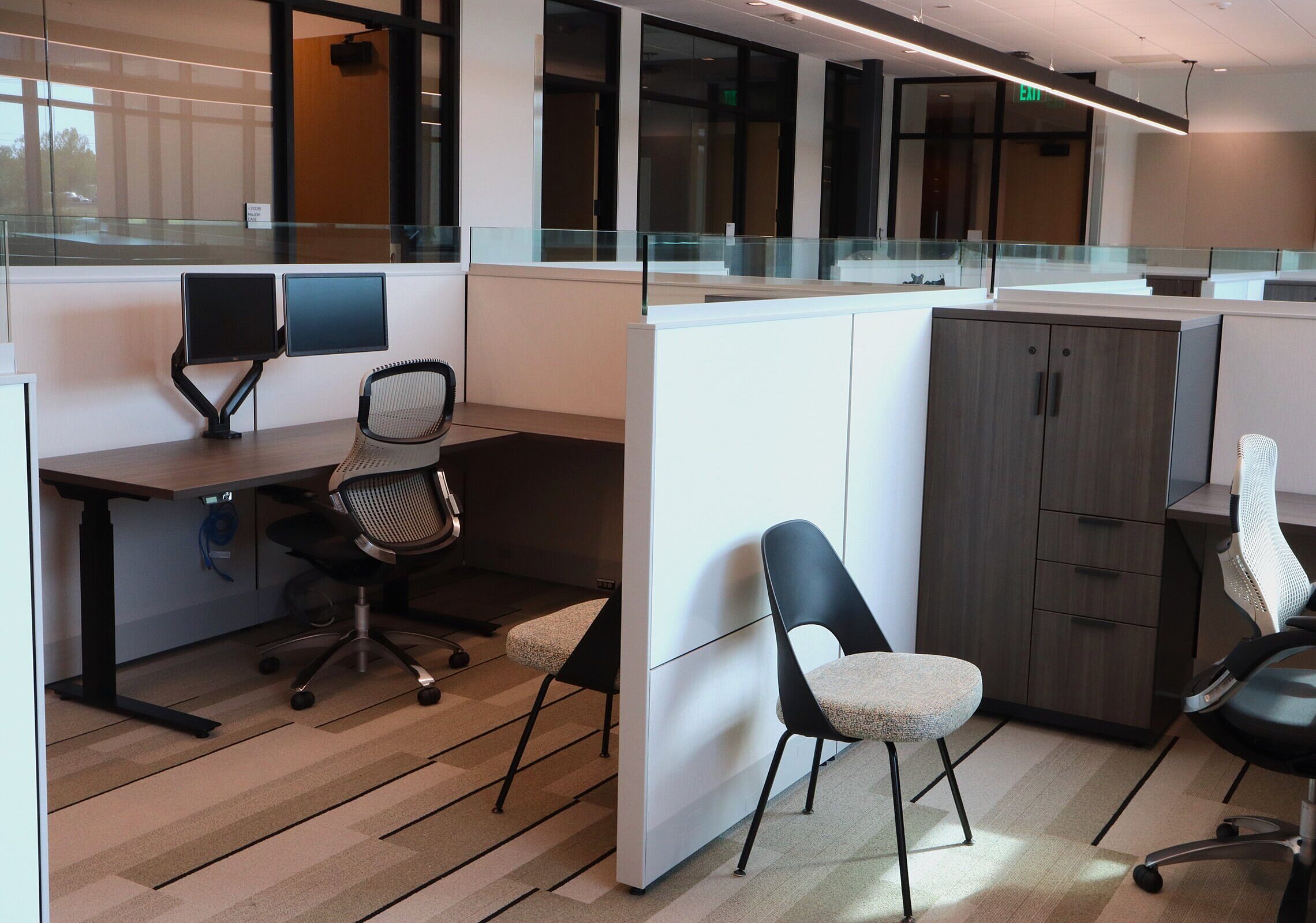 City of Weatherford Public Safety Building Workstations with chairs, monitors, and storage