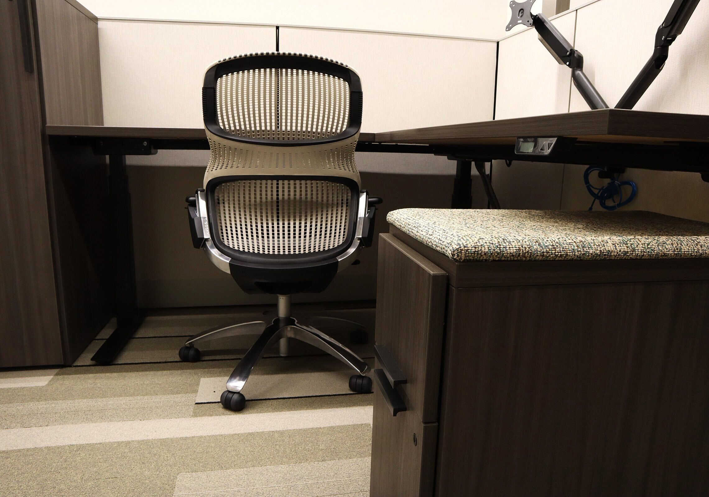 City of Weatherford Public Safety Building Workstation detail shot of the ergonomic chair and storage